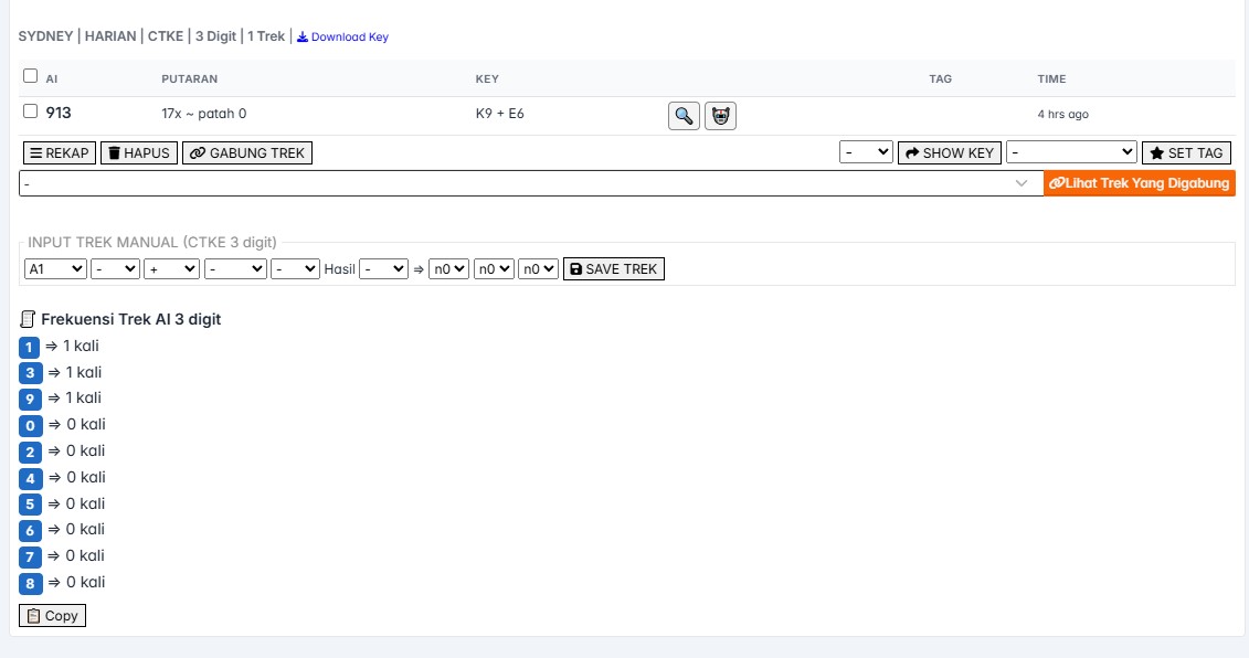 Contoh aksi manajemen trek di Scan Angka