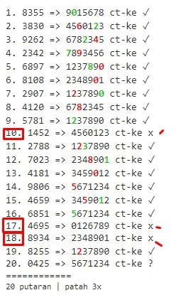 Contoh pengaturan urutan patah 10, 17, 18